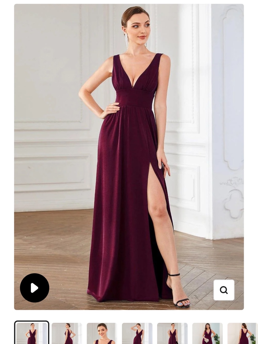 Ever Pretty Sleeveless V-Neck Maxi Dress in Burgundy - Picture 3 of 4